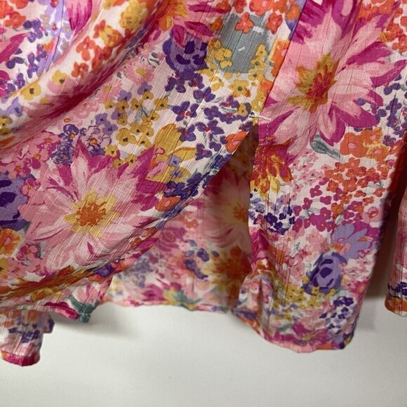 H&M Floral Button Up Collared Shirt Women’s Size‎ Small Colorful Boho Artsy - Picture 6 of 10